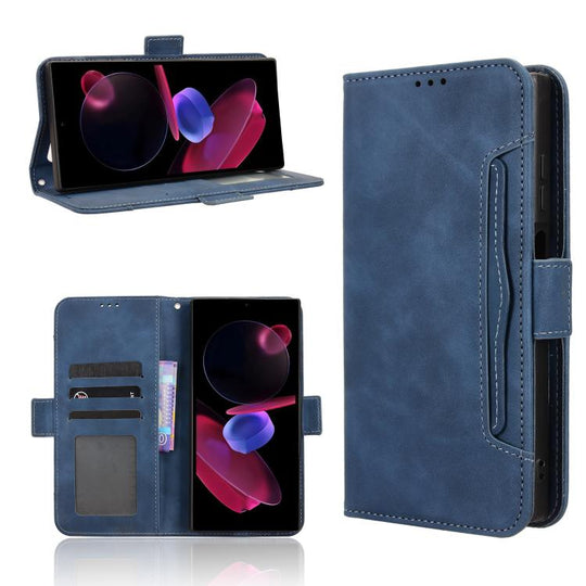 For Oukitel C62 / C62 Pro Skin Feel Calf Texture Card Slots Leather Phone Case(Blue)