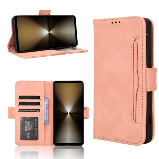 For Sony Xperia 1 VI 2024 Skin Feel Calf Texture Card Slots Leather Phone Case(Pink) by buy2fix