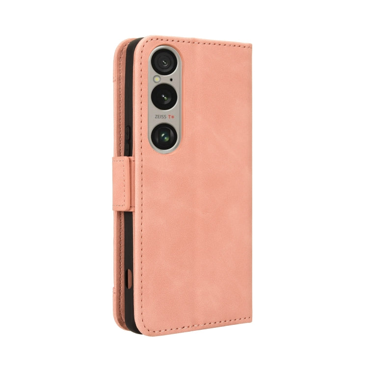 For Sony Xperia 1 VI 2024 Skin Feel Calf Texture Card Slots Leather Phone Case(Pink) by buy2fix
