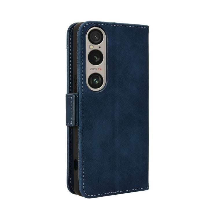For Sony Xperia 1 VI 2024 Skin Feel Calf Texture Card Slots Leather Phone Case(Blue) by buy2fix