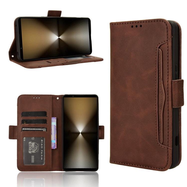 For Sony Xperia 1 VI 2024 Skin Feel Calf Texture Card Slots Leather Phone Case(Brown) by buy2fix