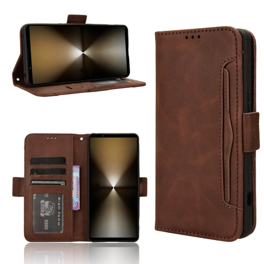 For Sony Xperia 1 VI 2024 Skin Feel Calf Texture Card Slots Leather Phone Case(Brown) by buy2fix