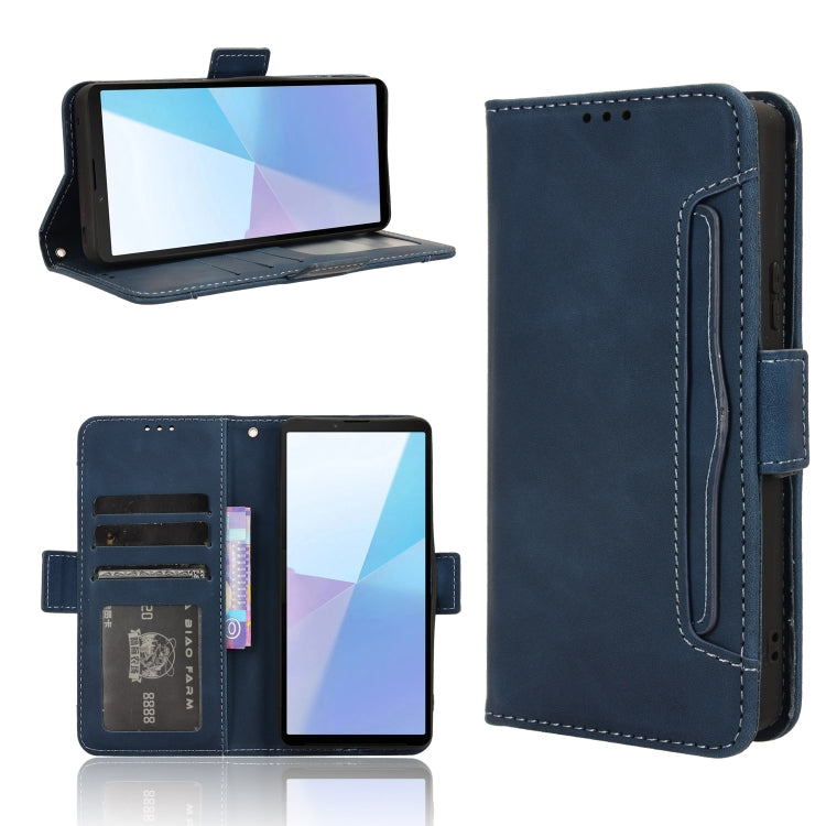 For Sony Xperia 10 VI 2024 Skin Feel Calf Texture Card Slots Leather Phone Case(Blue) by buy2fix