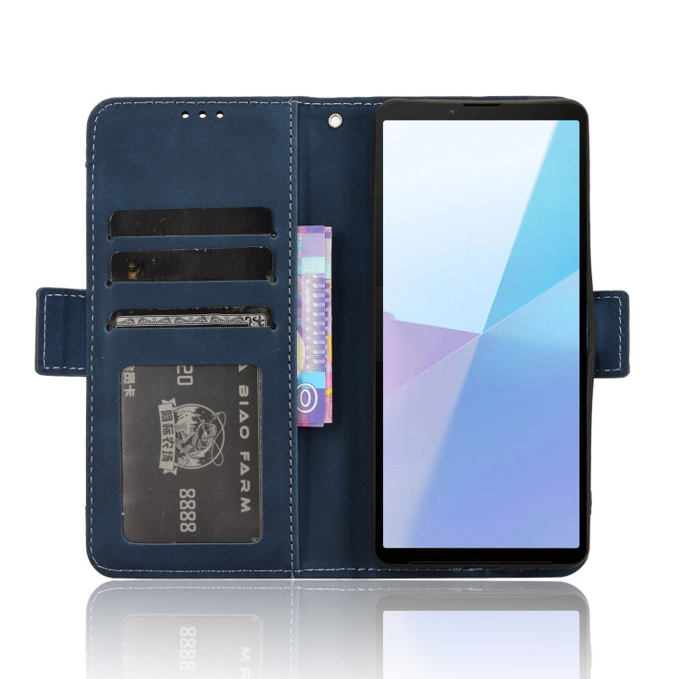 For Sony Xperia 10 VI 2024 Skin Feel Calf Texture Card Slots Leather Phone Case(Blue) by buy2fix