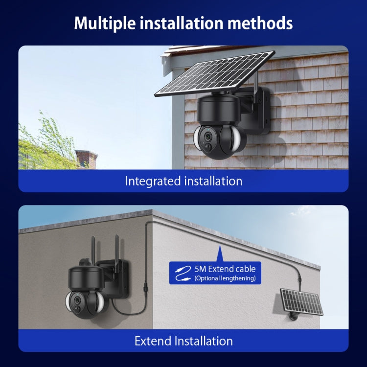 SHIWOJIA IP66 Waterproof 4G 3MP Solar Dome IP Camera, Two-way Audio & PIR Motion Detection & Night Vision, Version:EU(Black) by buy2fix