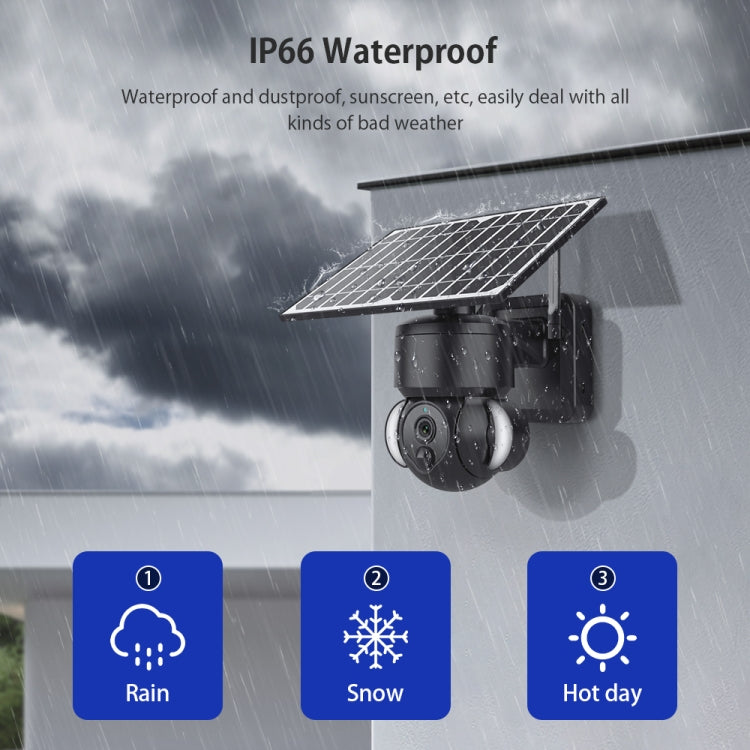 SHIWOJIA IP66 Waterproof 4G 3MP Solar Dome IP Camera, Two-way Audio & PIR Motion Detection & Night Vision, Version:AU(Black) by buy2fix