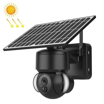 SHIWOJIA IP66 Waterproof 4G 3MP Solar Dome IP Camera, Two-way Audio & PIR Motion Detection & Night Vision, Version:US(Black) by buy2fix