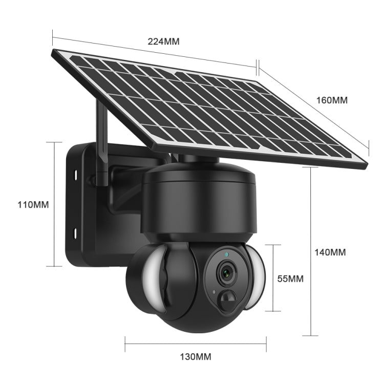 SHIWOJIA IP66 Waterproof 4G 3MP Solar Dome IP Camera, Two-way Audio & PIR Motion Detection & Night Vision, Version:US(Black) by buy2fix
