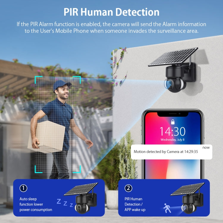 SHIWOJIA IP66 Waterproof 4G 3MP Solar Dome IP Camera, Two-way Audio & PIR Motion Detection & Night Vision, Version:US(Black) by buy2fix