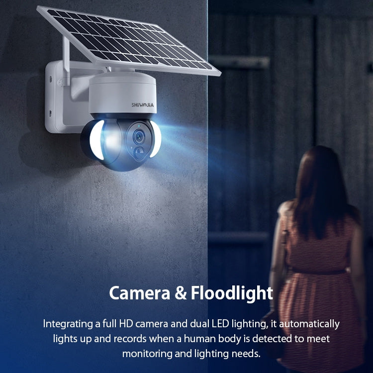 SHIWOJIA IP66 Waterproof 4G 3MP Solar Dome IP Camera, Two-way Audio & PIR Motion Detection & Night Vision, Version:US(White) by buy2fix