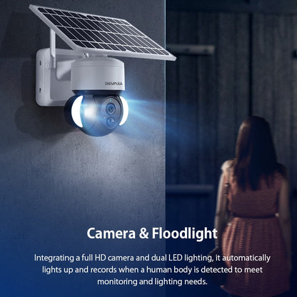 SHIWOJIA IP66 Waterproof 4G 3MP Solar Dome IP Camera, Two-way Audio & PIR Motion Detection & Night Vision, Version:US(White) by buy2fix