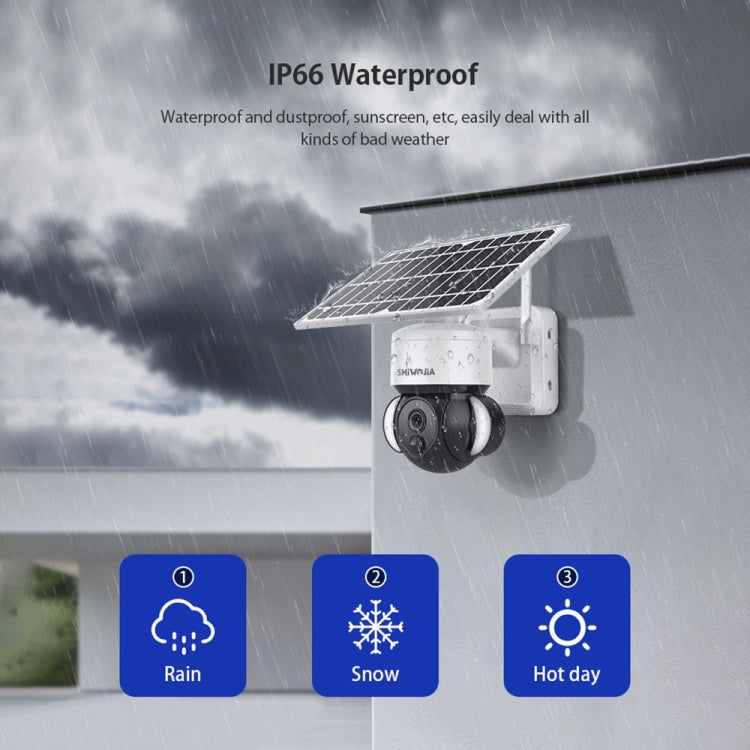 SHIWOJIA IP66 Waterproof 4G 3MP Solar Dome IP Camera, Two-way Audio & PIR Motion Detection & Night Vision, Version:US(White) by buy2fix