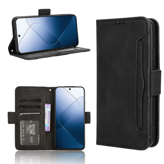 For Xiaomi 14 Skin Feel Calf Texture Card Slots Leather Phone Case(Black) - Xiaomi Cases by buy2fix | Online Shopping UK | buy2fix