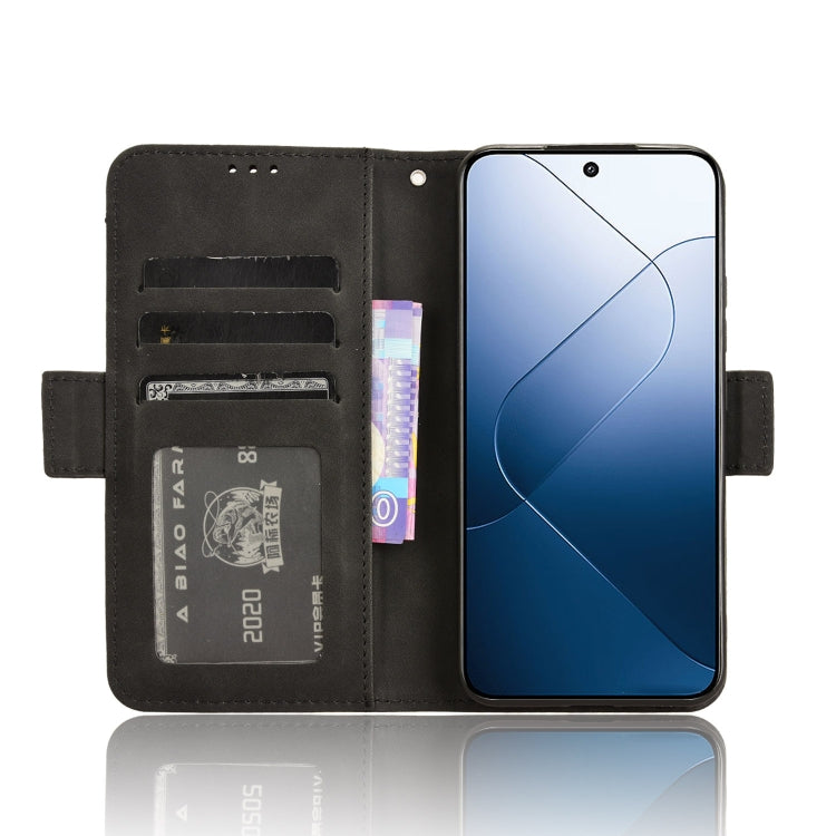 For Xiaomi 14 Skin Feel Calf Texture Card Slots Leather Phone Case(Black) - Xiaomi Cases by buy2fix | Online Shopping UK | buy2fix