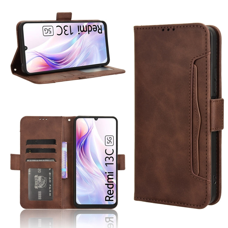 For Xiaomi Redmi 13C 5G / 13R 5G Skin Feel Calf Texture Card Slots Leather Phone Case(Brown) by buy2fix