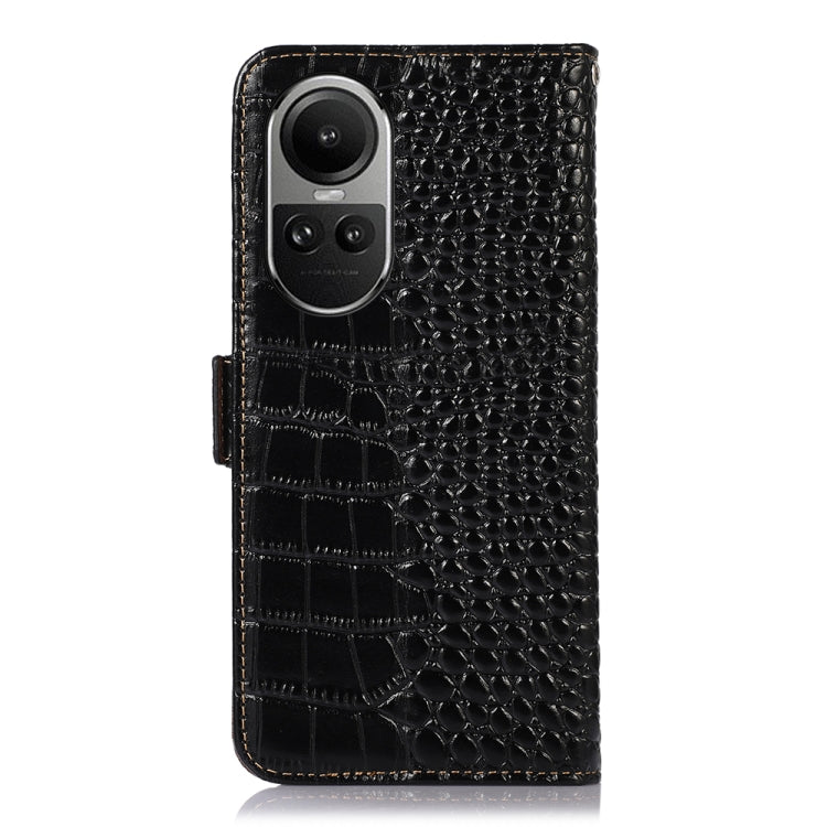 For OPPO Reno10 5G / 10 Pro 5G Global Crocodile Top Layer Cowhide Leather Phone Case(Black) by buy2fix