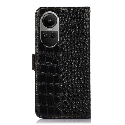 For OPPO Reno10 5G / 10 Pro 5G Global Crocodile Top Layer Cowhide Leather Phone Case(Black) by buy2fix