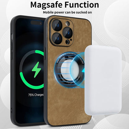 For iPhone 12 Skin Feel Leather MagSafe Magnetic Phone Case(Brown) by buy2fix
