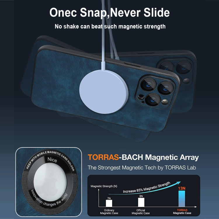 For iPhone 12 Pro Max Skin Feel Leather MagSafe Magnetic Phone Case(Blue) by buy2fix