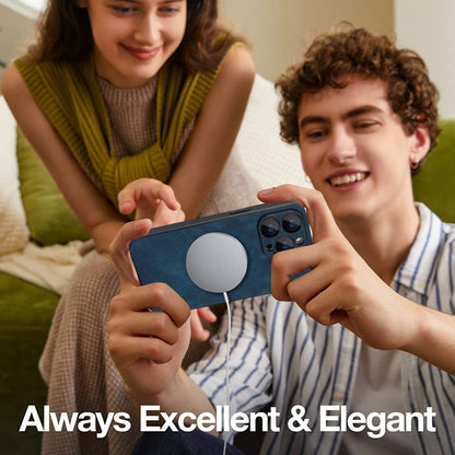 For iPhone 12 Pro Max Skin Feel Leather MagSafe Magnetic Phone Case(Blue) by buy2fix