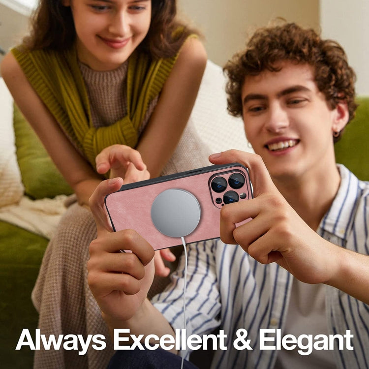 For iPhone 11 Skin Feel Leather MagSafe Magnetic Phone Case(Pink) by buy2fix