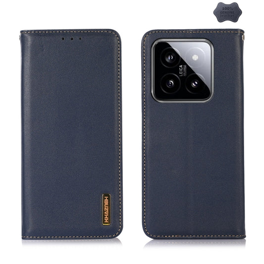 For Xiaomi 14 KHAZNEH Nappa Top Layer Cowhide Leather Phone Case(Blue) - Xiaomi Cases by buy2fix | Online Shopping UK | buy2fix