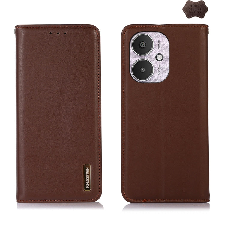 For Xiaomi Redmi 13C 4G/5G/Poco C65/Poco M6 KHAZNEH Nappa Top Layer Cowhide Leather Phone Case(Brown) by buy2fix