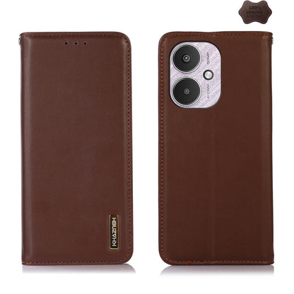 For Xiaomi Redmi 13C 4G/5G/Poco C65/Poco M6 KHAZNEH Nappa Top Layer Cowhide Leather Phone Case(Brown) by buy2fix