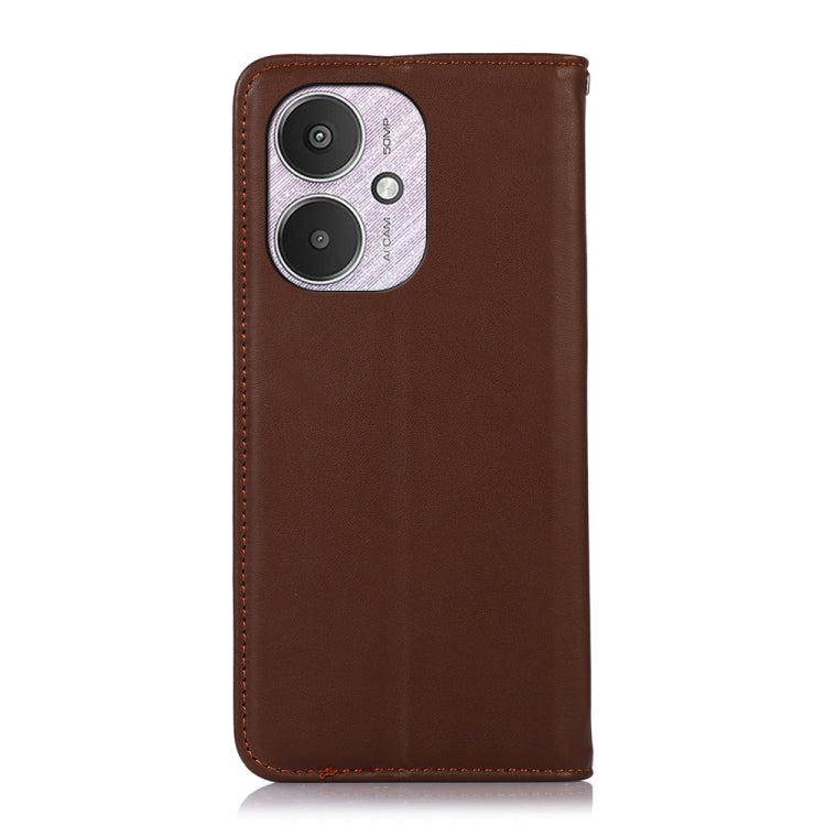 For Xiaomi Redmi 13C 4G/5G/Poco C65/Poco M6 KHAZNEH Nappa Top Layer Cowhide Leather Phone Case(Brown) by buy2fix
