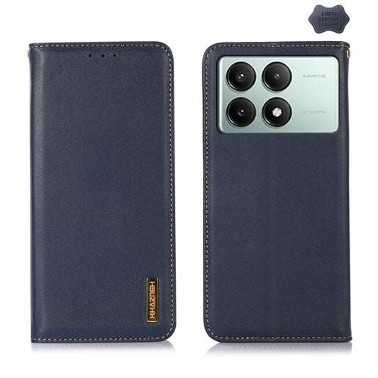For Xiaomi Redmi K70E/Poco X6 Pro KHAZNEH Nappa Top Layer Cowhide Leather Phone Case(Blue) - Xiaomi Cases by buy2fix | Online Shopping UK | buy2fix