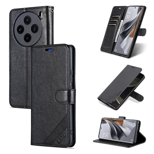 For vivo X100 5G AZNS Sheepskin Texture Flip Leather Phone Case(Black) - vivo Cases by AZNS | Online Shopping UK | buy2fix