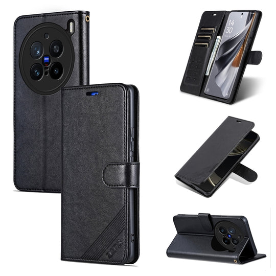 For vivo X200 Pro AZNS Sheepskin Texture Flip Leather Phone Case(Black)
