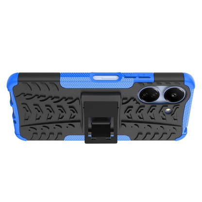 For Xiaomi Redmi 13C 4G Tire Texture TPU + PC Phone Case with Holder(Blue) by buy2fix