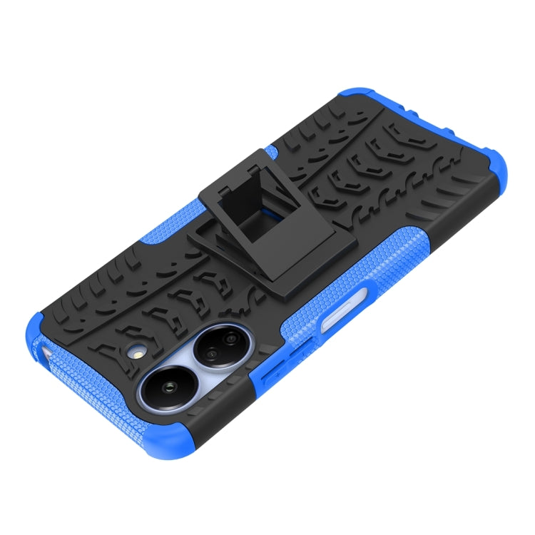For Xiaomi Redmi 13C 4G Tire Texture TPU + PC Phone Case with Holder(Blue) by buy2fix