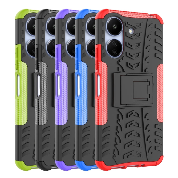 For Xiaomi Redmi 13C 4G Tire Texture TPU + PC Phone Case with Holder(Blue) by buy2fix