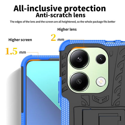 For Xiaomi Redmi Note 13 4G Tire Texture TPU + PC Phone Case with Holder(Purple) - Note 13 Cases by buy2fix | Online Shopping UK | buy2fix