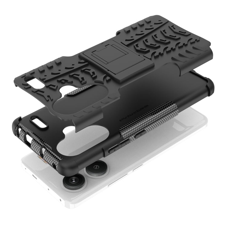 For Xiaomi Redmi Note 13 Pro+ 5G Tire Texture TPU + PC Phone Case with Holder(Black) - Xiaomi Cases by buy2fix | Online Shopping UK | buy2fix