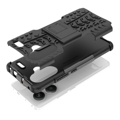 For Xiaomi Redmi Note 13 Pro+ 5G Tire Texture TPU + PC Phone Case with Holder(Black) - Xiaomi Cases by buy2fix | Online Shopping UK | buy2fix