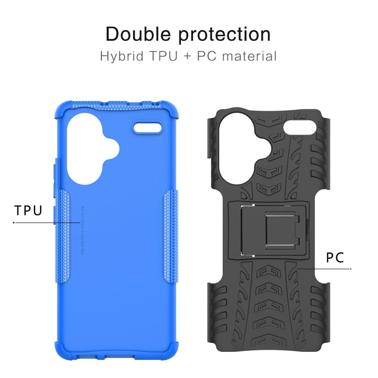 For Xiaomi Redmi Note 13 Pro+ 5G Tire Texture TPU + PC Phone Case with Holder(Black) - Xiaomi Cases by buy2fix | Online Shopping UK | buy2fix