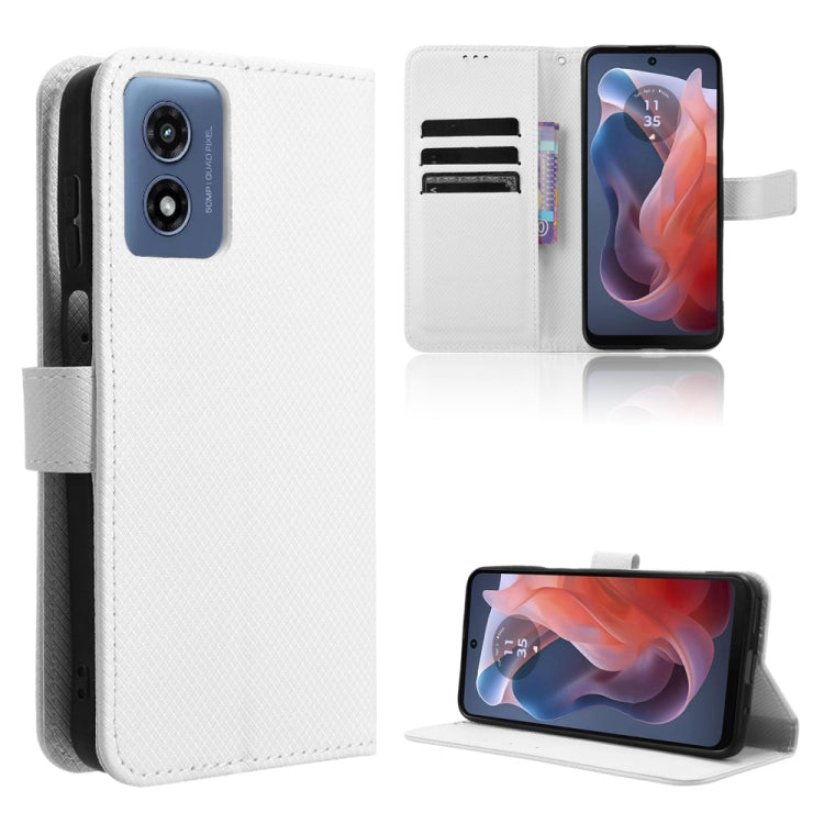 For Motorola Moto G Play 4G 2024 Diamond Texture Leather Phone Case(White) by buy2fix