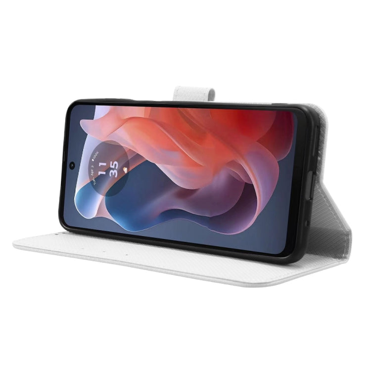 For Motorola Moto G Play 4G 2024 Diamond Texture Leather Phone Case(White) by buy2fix