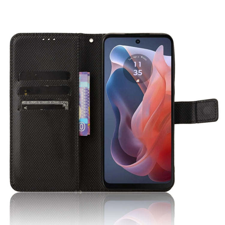 For Motorola Moto G Play 4G 2024 Diamond Texture Leather Phone Case(Black) by buy2fix