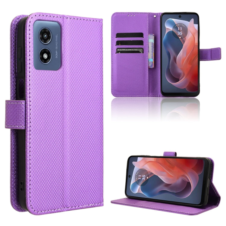 For Motorola Moto G Play 4G 2024 Diamond Texture Leather Phone Case(Purple) by buy2fix