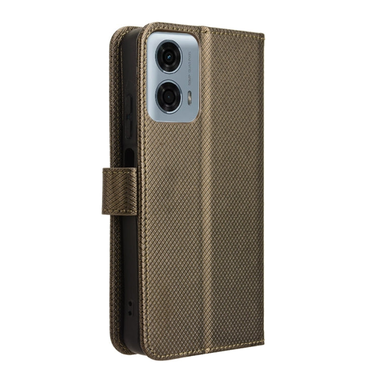 For Motorola Moto G Power 5G 2024 Diamond Texture Leather Phone Case(Brown) by buy2fix