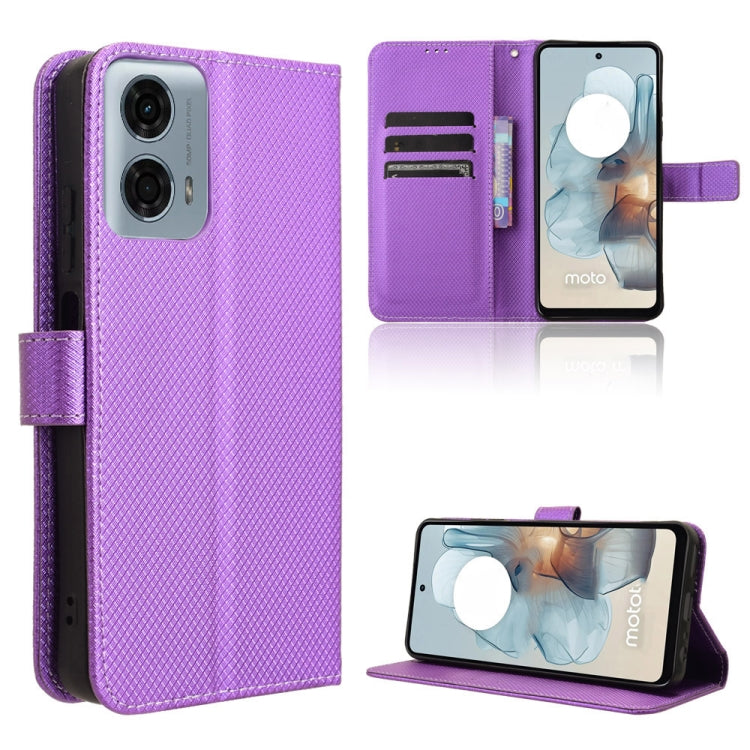 For Motorola Moto G Power 5G 2024 Diamond Texture Leather Phone Case(Purple) by buy2fix