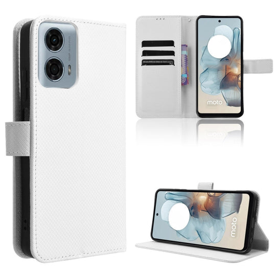 For Motorola Moto G34 5G Diamond Texture Leather Phone Case(White)