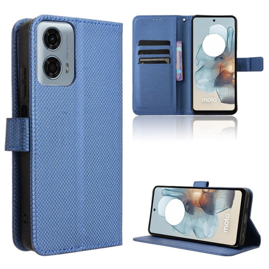 For Motorola Moto G34 5G Diamond Texture Leather Phone Case(Blue)