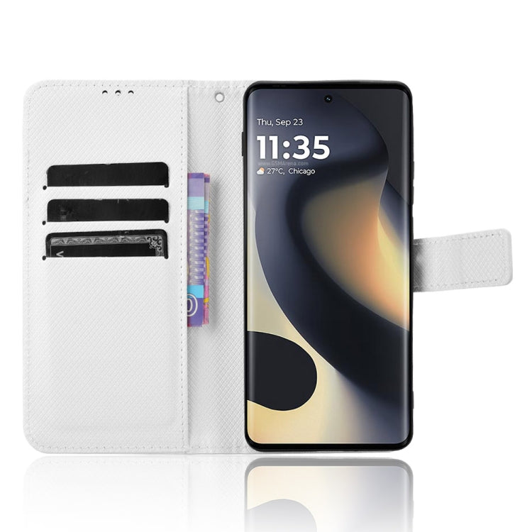 For Motorola Edge 2024 5G Diamond Texture Leather Phone Case(White) by buy2fix