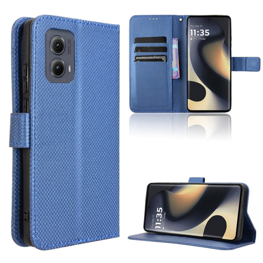 For Motorola Edge 2024 5G Diamond Texture Leather Phone Case(Blue) by buy2fix