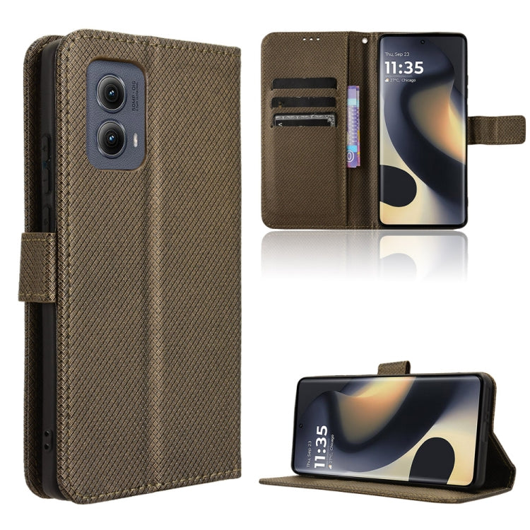 For Motorola Edge 2024 5G Diamond Texture Leather Phone Case(Brown) by buy2fix